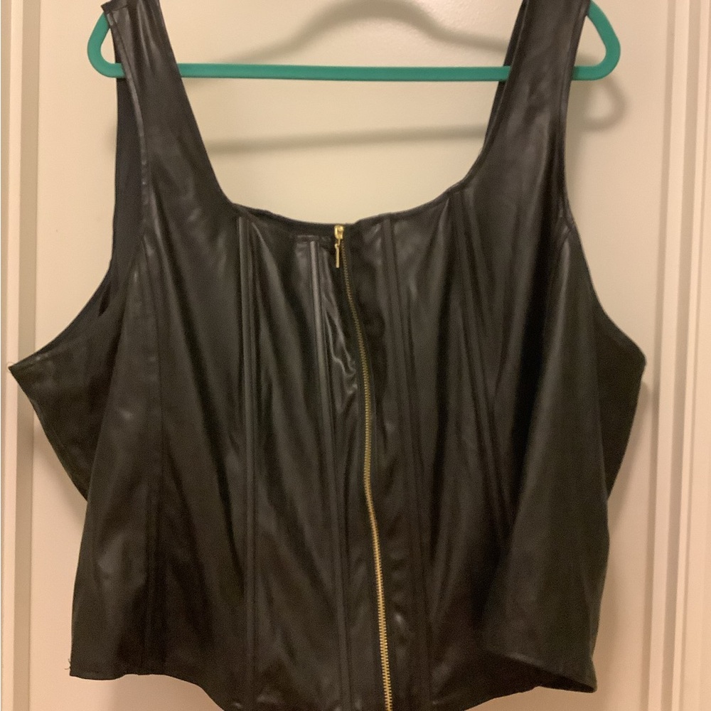 EUC Torrid Corset Top - Black Faux Leather - Size 5